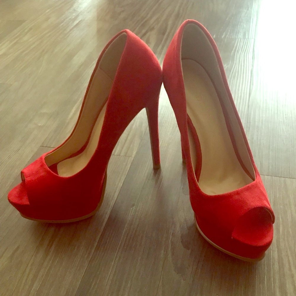 Faux Velvet Heels
